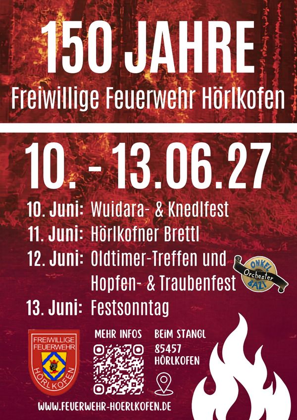 Plakat zum 150-jährigen Gründungsfest der Freiwilligen Feuerwehr Hörlkofen