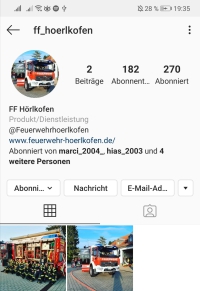 Instagram-Auftritt der Freiwilligen Feuerwehr Hörlkofen